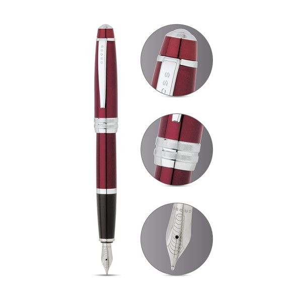Cross Bailey Red Lacquer with Chrome Trim Fountain Pen – Medium Nib