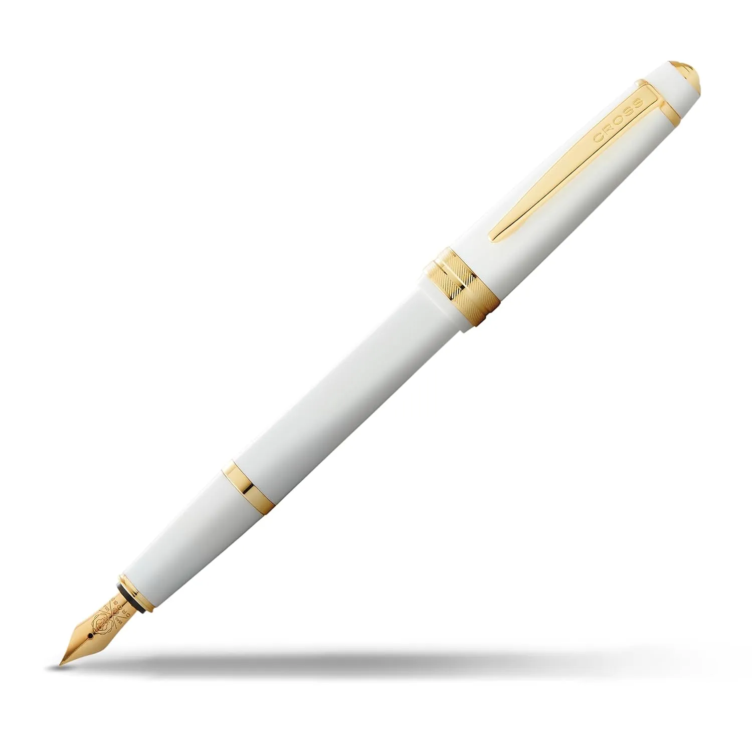 Cross BAILEY LIGHT POLISHED WHITE RESIN AND GOLD TONE  FP – EF