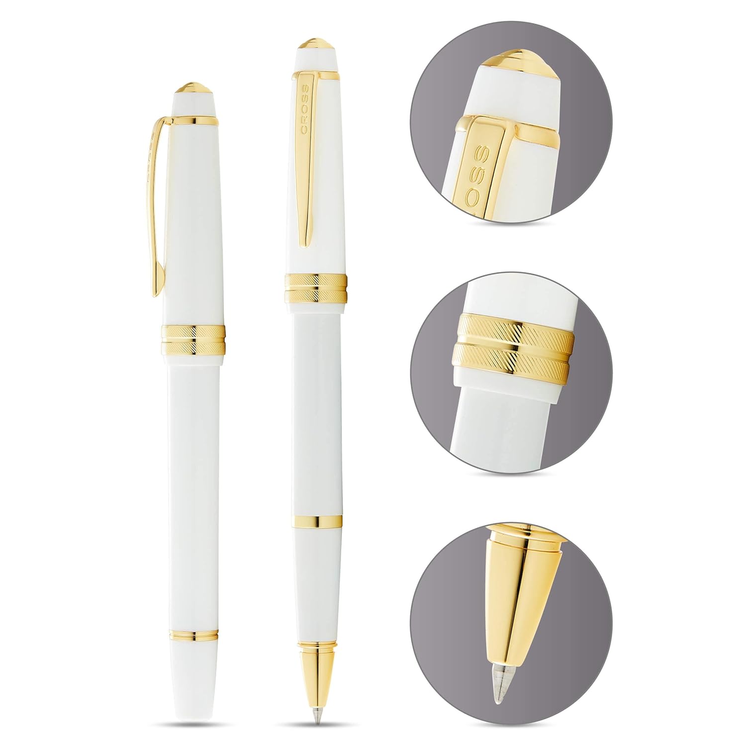 Cross Bailey Light Polished White Resin and GT Rollerball Pen