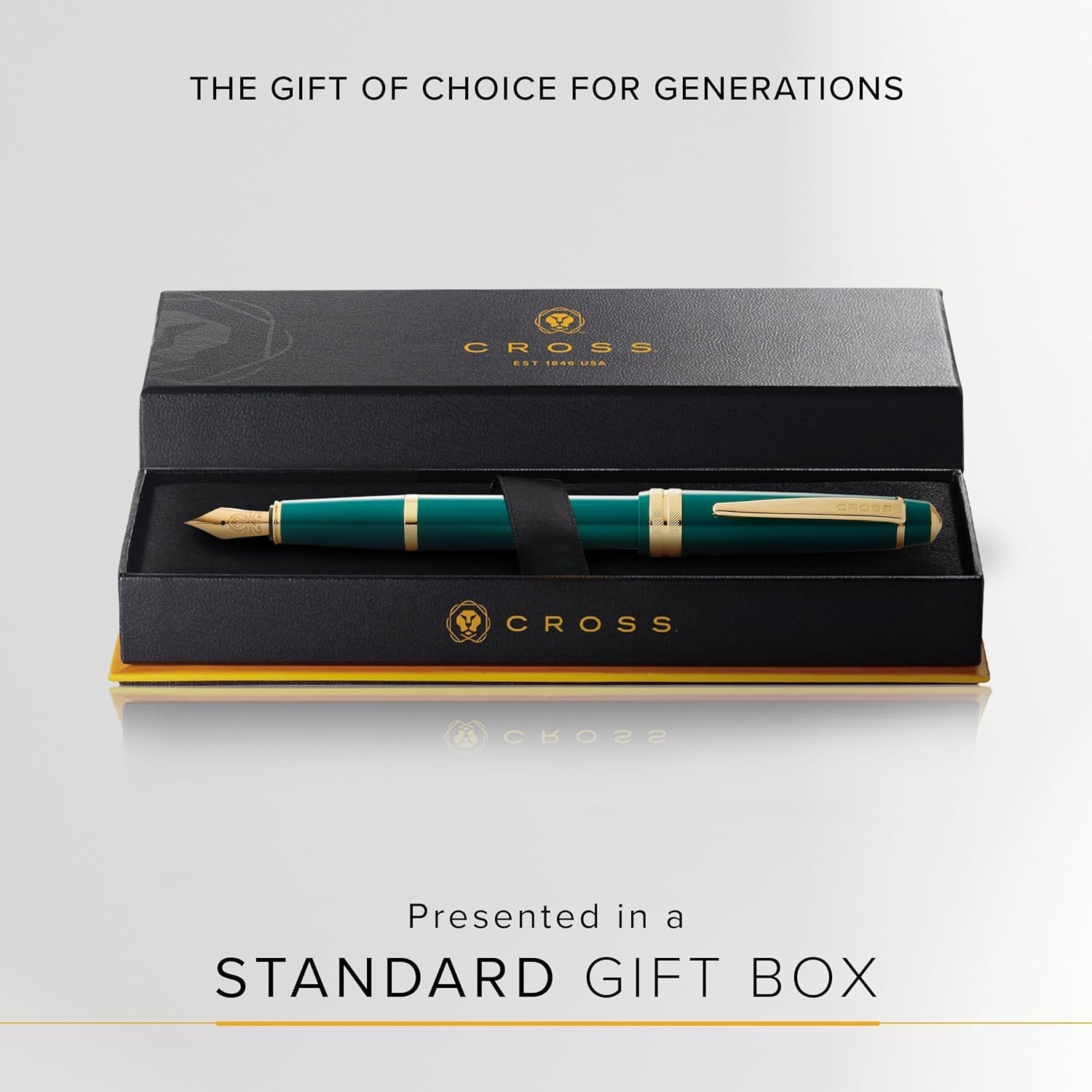 CROSS Bailey Light Polished Green Resin and Gold Tone Fountain Pen medium nib