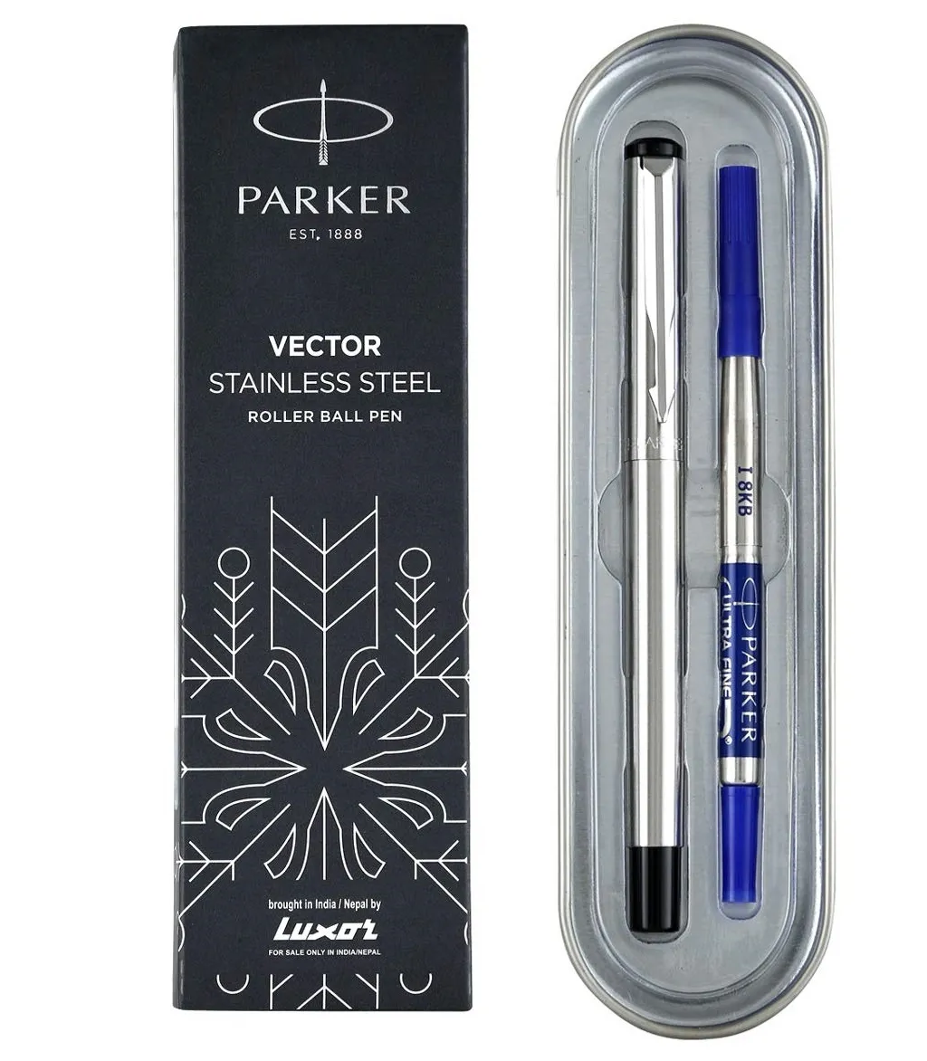 Parker Vector Stainless Steel Chrome Trim Roller Ball Pen