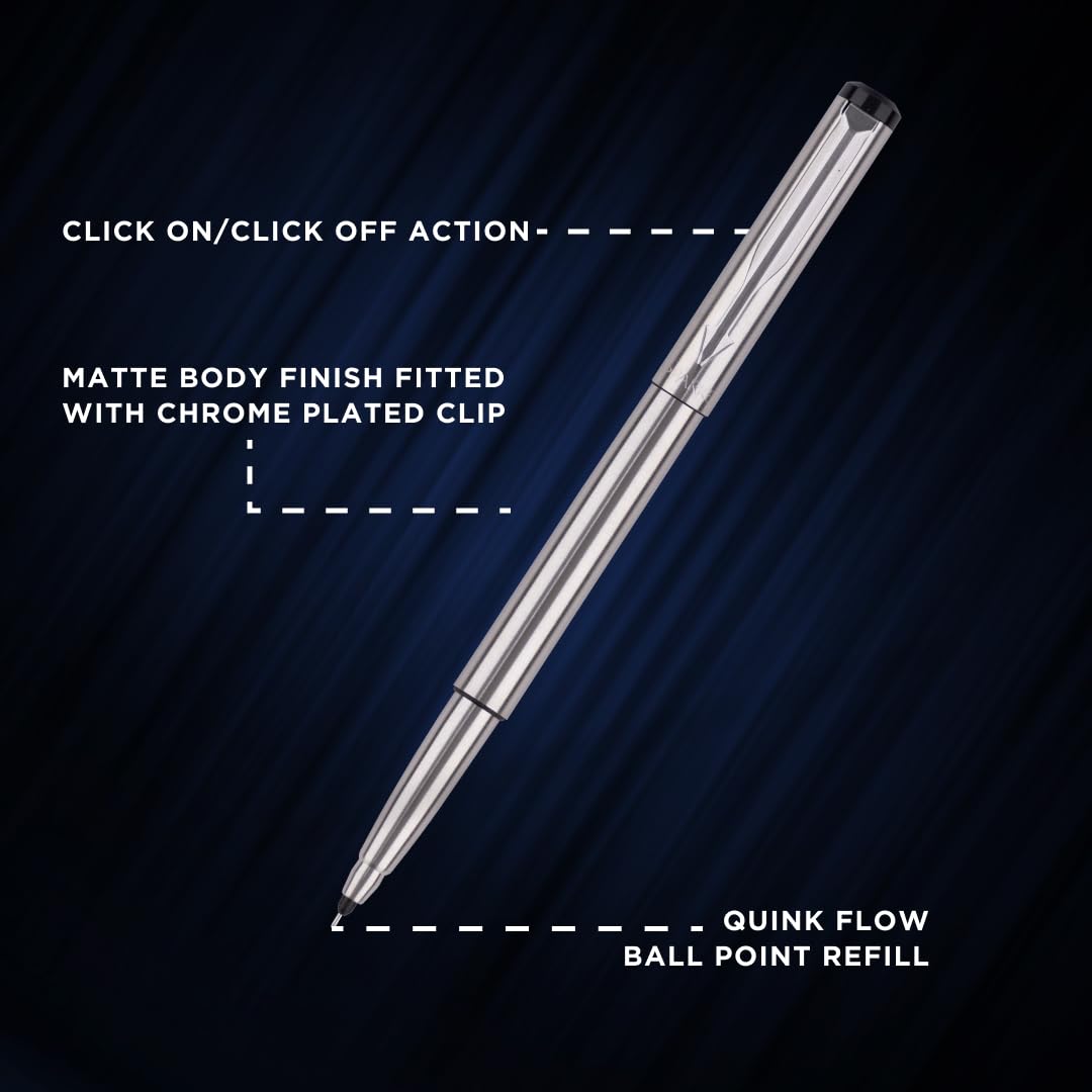 Parker Vector Stainless Steel Chrome Trim Roller Ball Pen