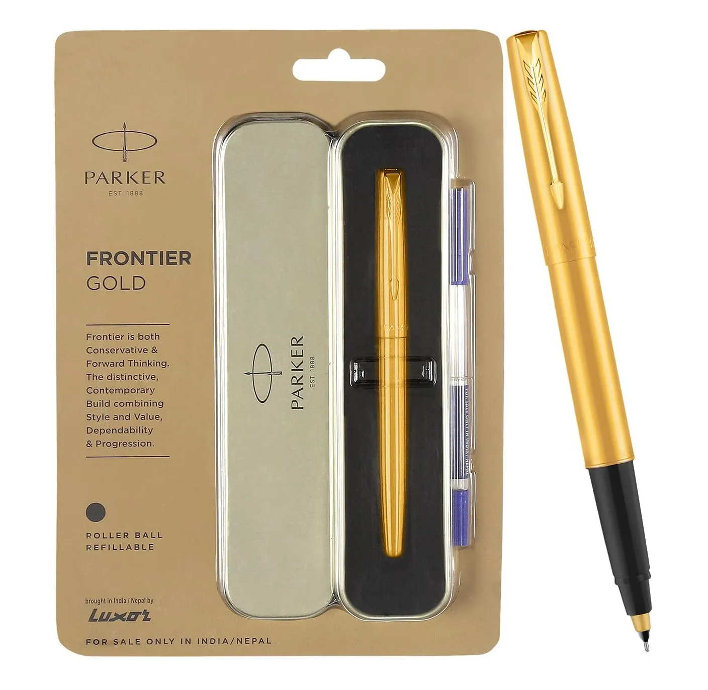 Parker Frontier Gold Roller Ball Pen| Ink Color - Blue