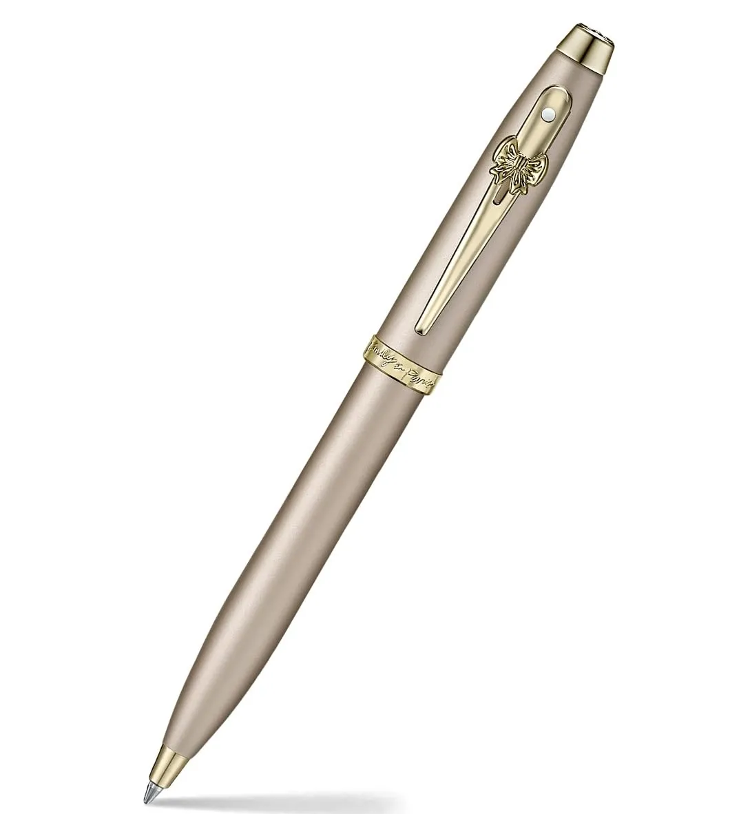Sheaffer 100 Emily in Paris 9377 Champagne Gold Ballpoint Pen with Champagne Gold Trims and Bow-Shaped Clip Emblem