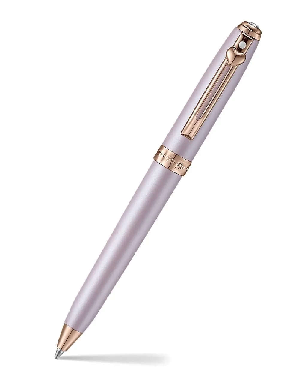 Sheaffer Emily in Paris Prelude Mini 9810 Pastel Pink Ballpoint Pen and PVD Rose Gold Trims with Heart Emblem and Crystal