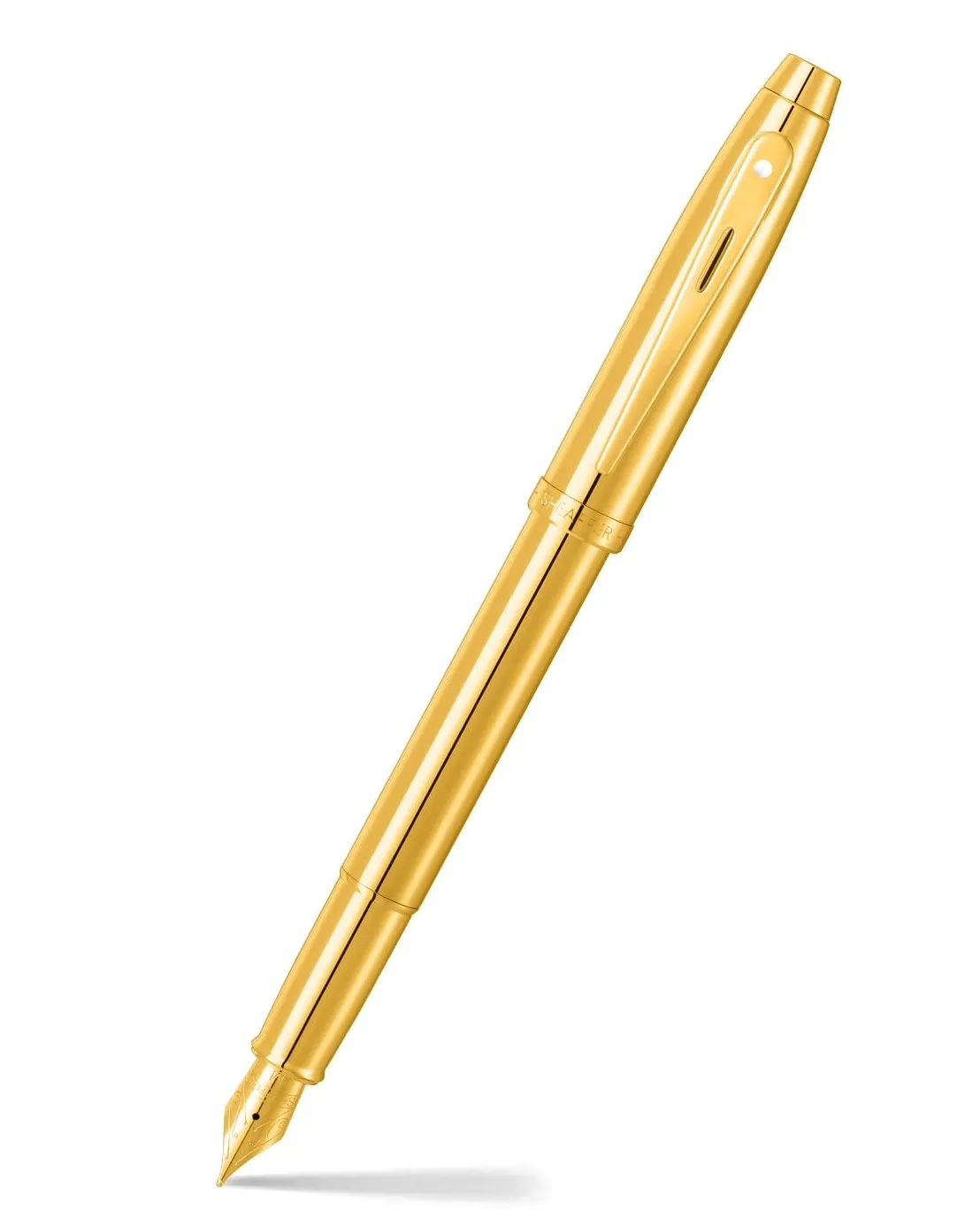Sheaffer 100 9372 Fountain Pen Glossy PVD Gold with Gold Trim