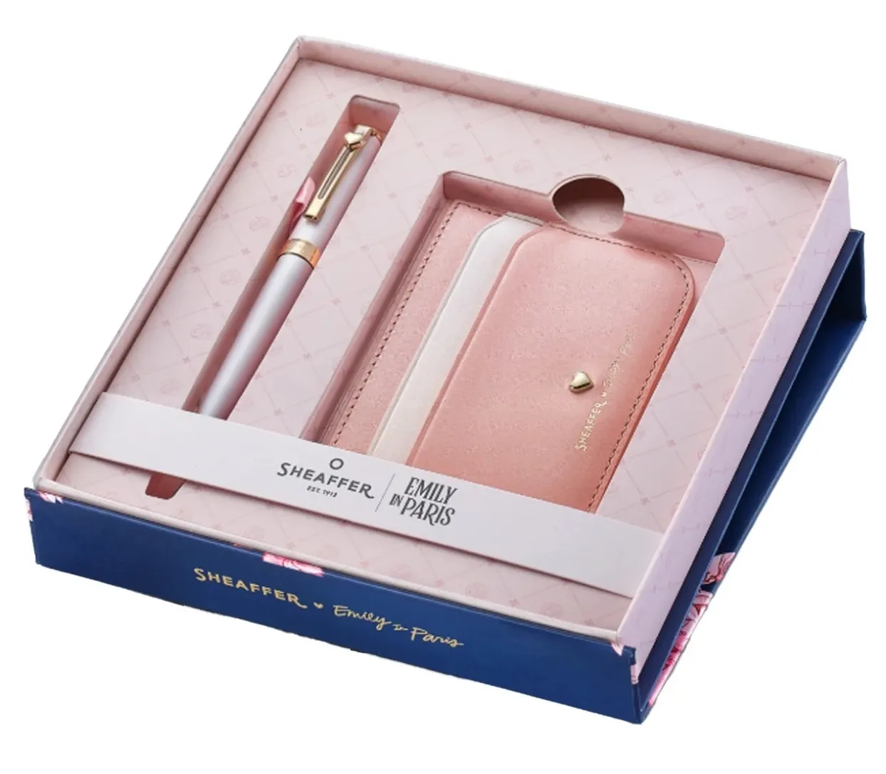 Sheaffer 9810 Emily in Paris Gift Set - Prelude Mini Pastel Pink Ball Pen with Dark Pink Credit Card Holder