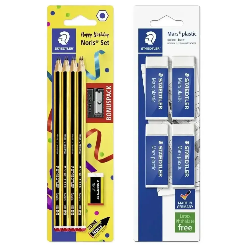 STAEDTLER 120 Noris Graphite Pencils HB Pack of 8 plus 4 Mars 526 50 Erasers