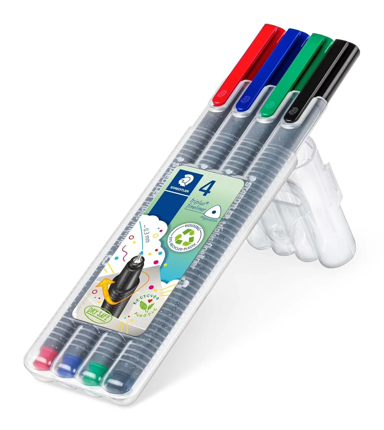 Staedtler 334 SB4 Triplus Fineliner Pen - Pack of 4 (Multicolor)