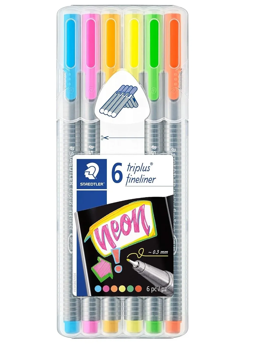Staedtler Fineliner Pens In Stand Up Box, 6 Shades