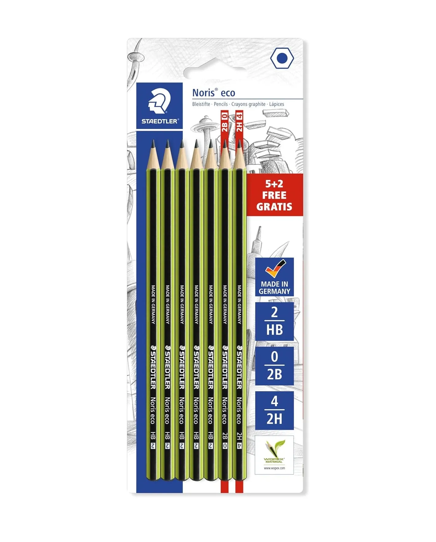 STAEDTLER 18030SBK7P  7 Noris Eco Pencil -  + 2 nos eraser 526 50