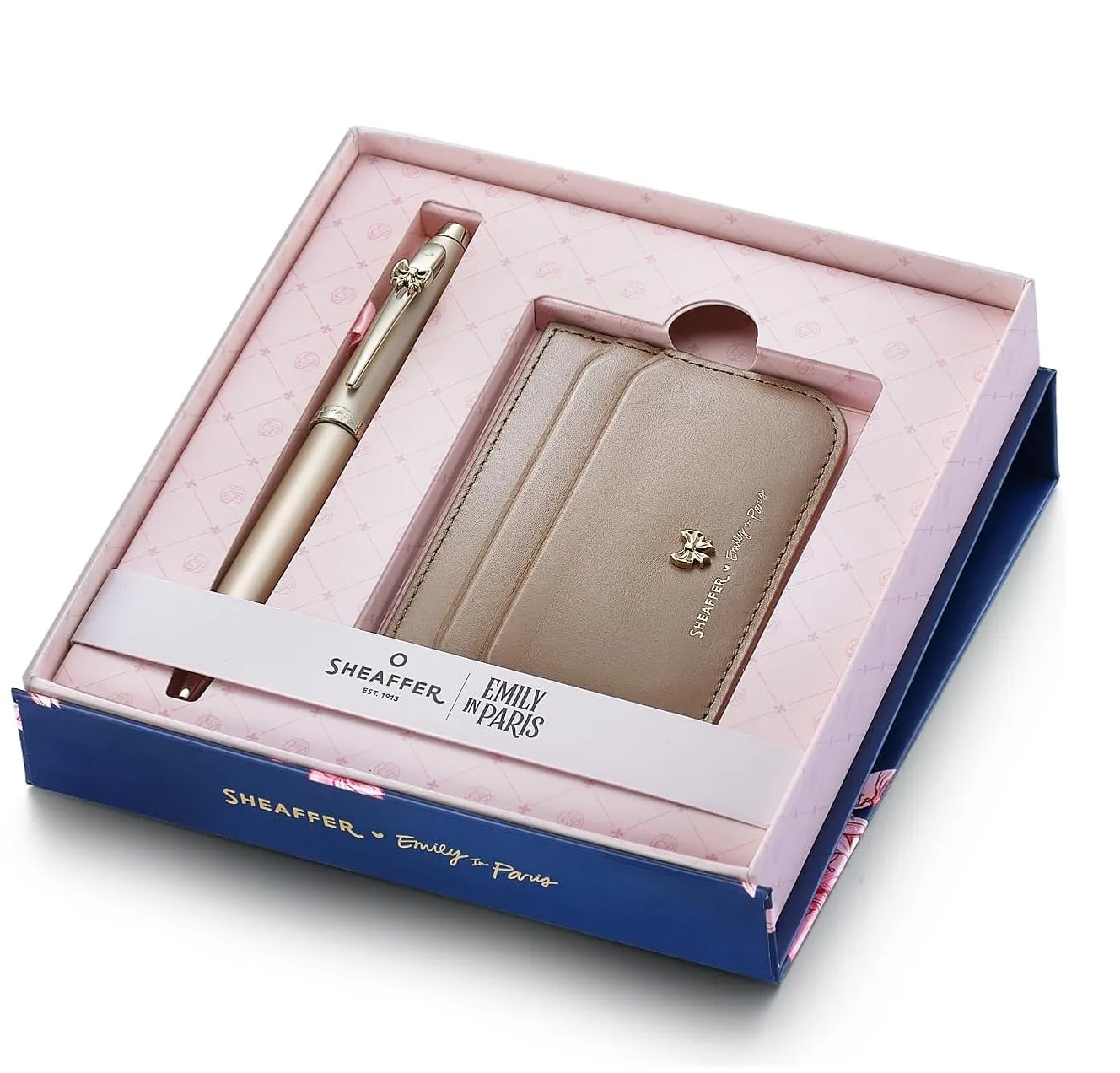 Sheaffer 9377 Emily in Paris Gift Set - 100 Champagne Ball Pen with Taupe Credit Card Holder