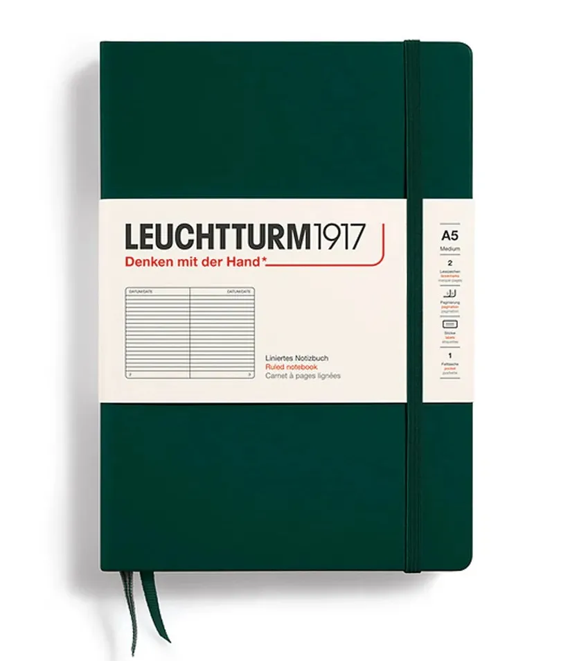 LEUCHTTURM1917 RULED NOTEBOOK A5 (411 Pages)-FOREST GREEN