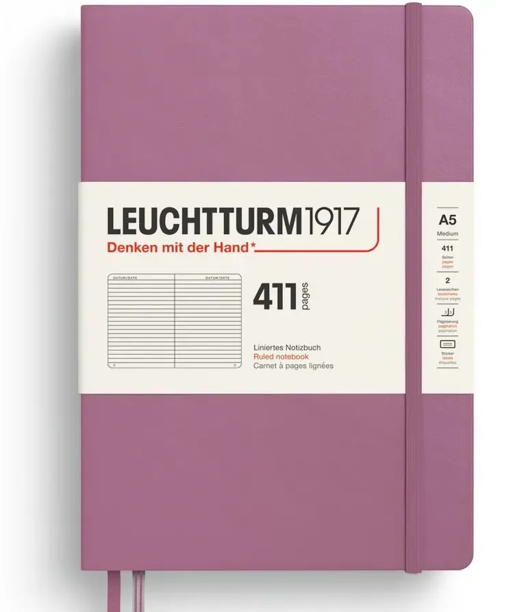 LEUCHTTURM1917 RULED NOTEBOOK A5 (411 Pages)-DUSTY ROSE