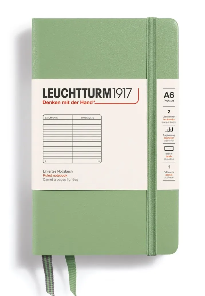 LEUCHTTURM1917 RULED NOTEBOOK A6 (187 Pages)-SAGE