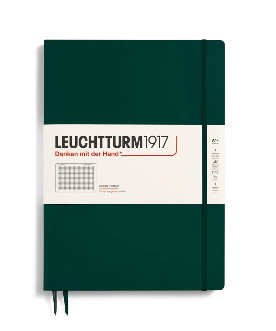 LEUCHTTURM1917 SQUARED NOTEBOOK MASTER SLIM A4+ (123 Pages)-FOREST GREEN
