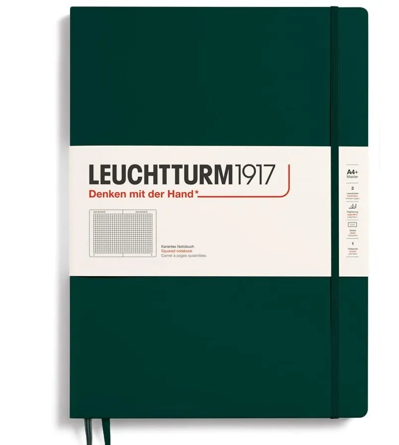 LEUCHTTURM1917 RULED NOTEBOOK MASTER SLIM A4+ (123Pages)-FOREST GREEN