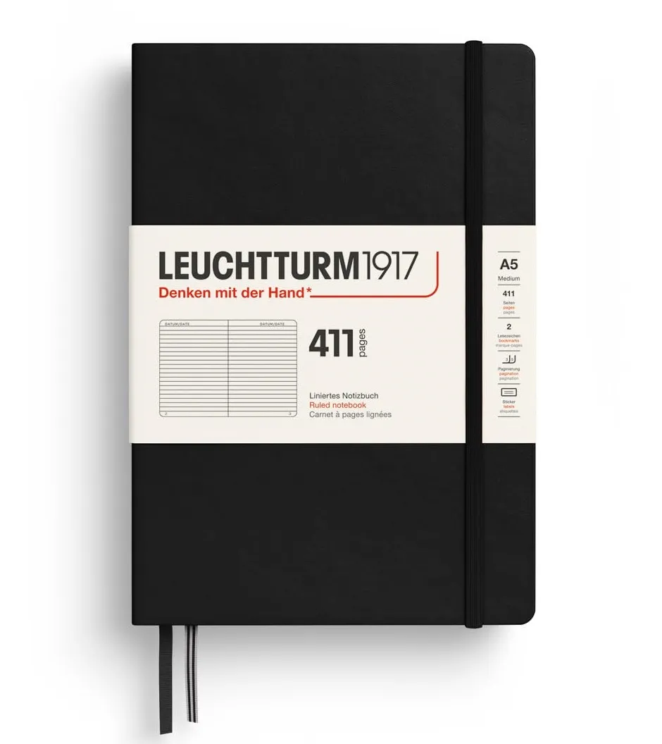 LEUCHTTURM1917 RULED NOTEBOOK-A5(411) - BLACK