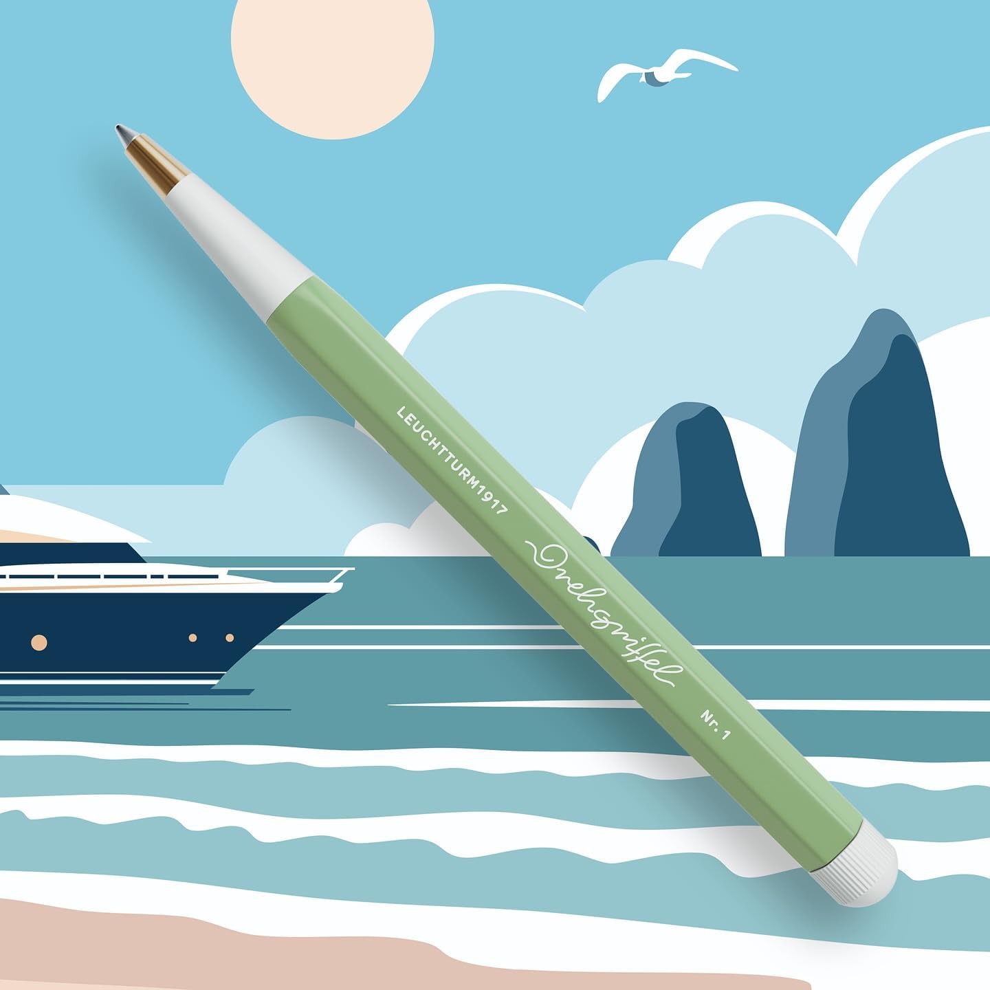 LEUCHTTURM1917 Ball Point Pen with Royal Blue Ink  Sage Green Twist Mechanism
