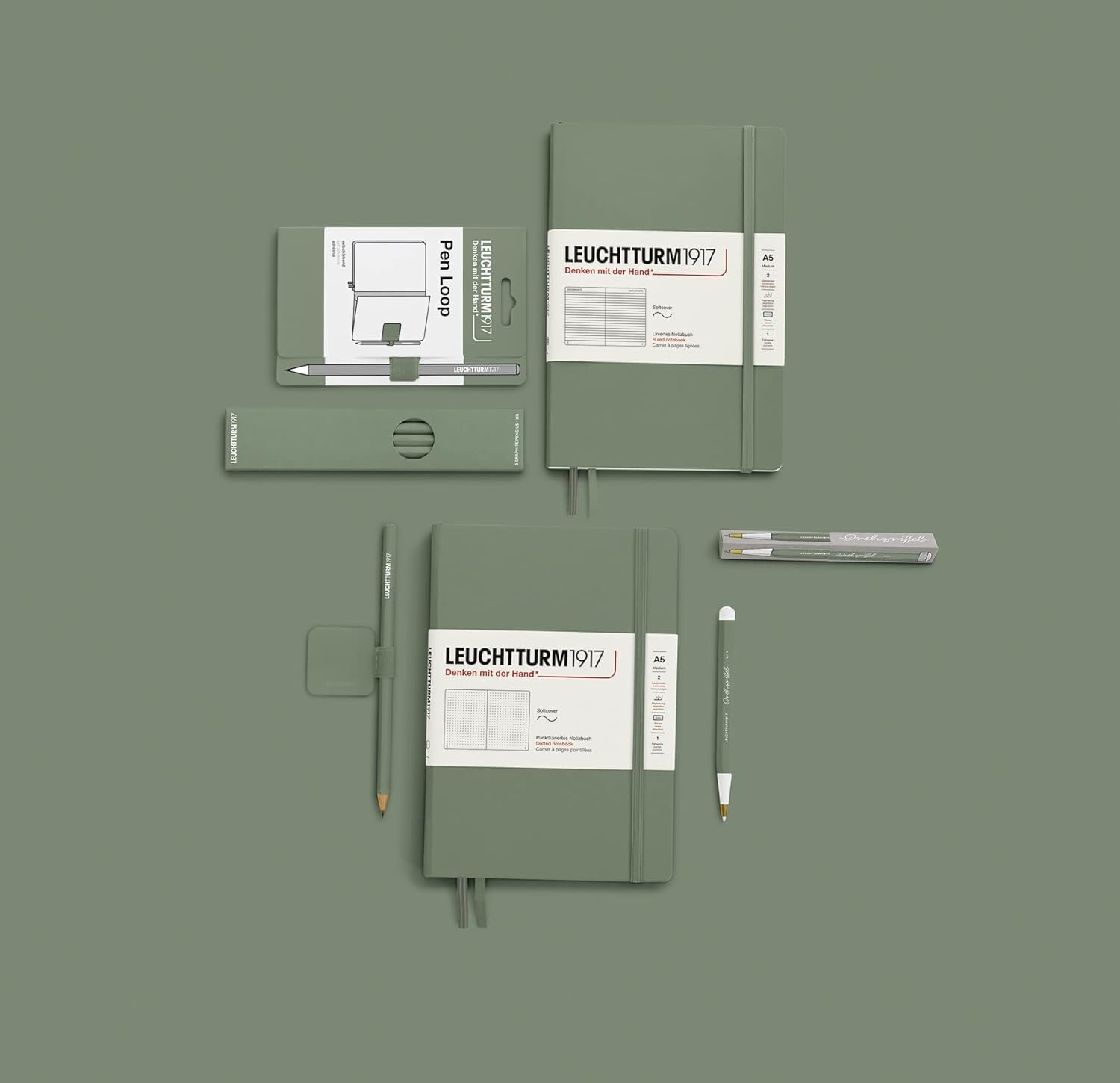 LEUCHTTURM1917 Ball Point Pen with Royal Blue Ink Olive Green | Twist Mechanism