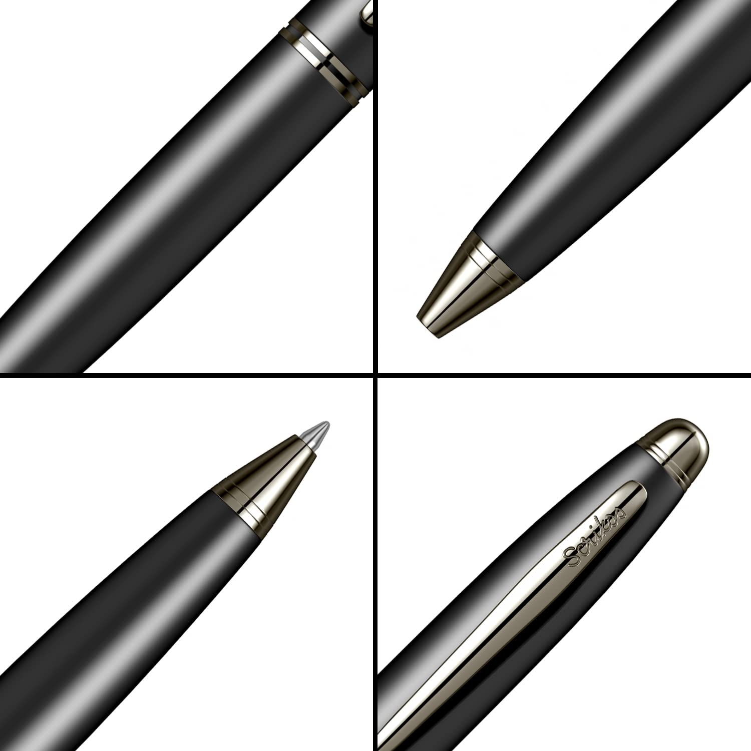 Scrikss Knight Ballpoint Pen Matte Black (Gold Trim)