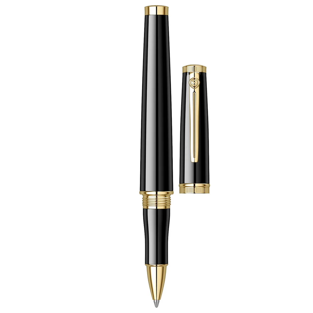 Scrikss Heritage 23k Gold Plated Rollerball Pen - Glossy Black