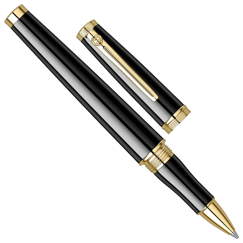 Scrikss Heritage 23k Gold Plated Rollerball Pen - Glossy Black