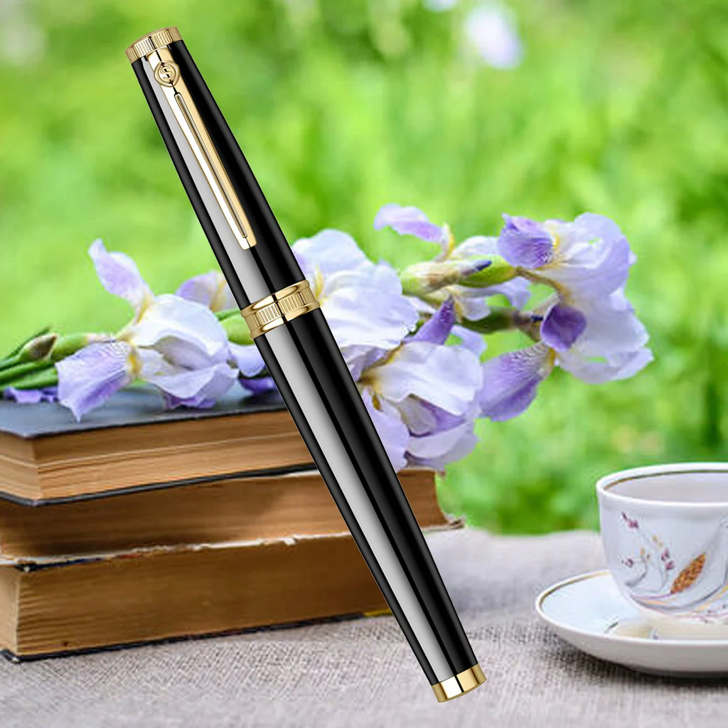 Scrikss Heritage 23k Gold Plated Rollerball Pen - Glossy Black