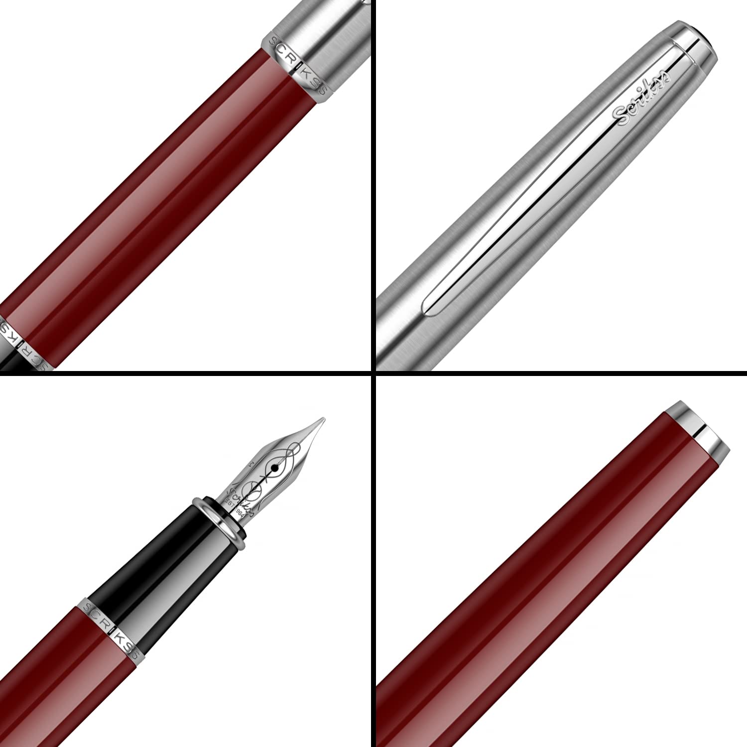 Scrikss Metropolis 78  Fountain Pen - Burgundy CT