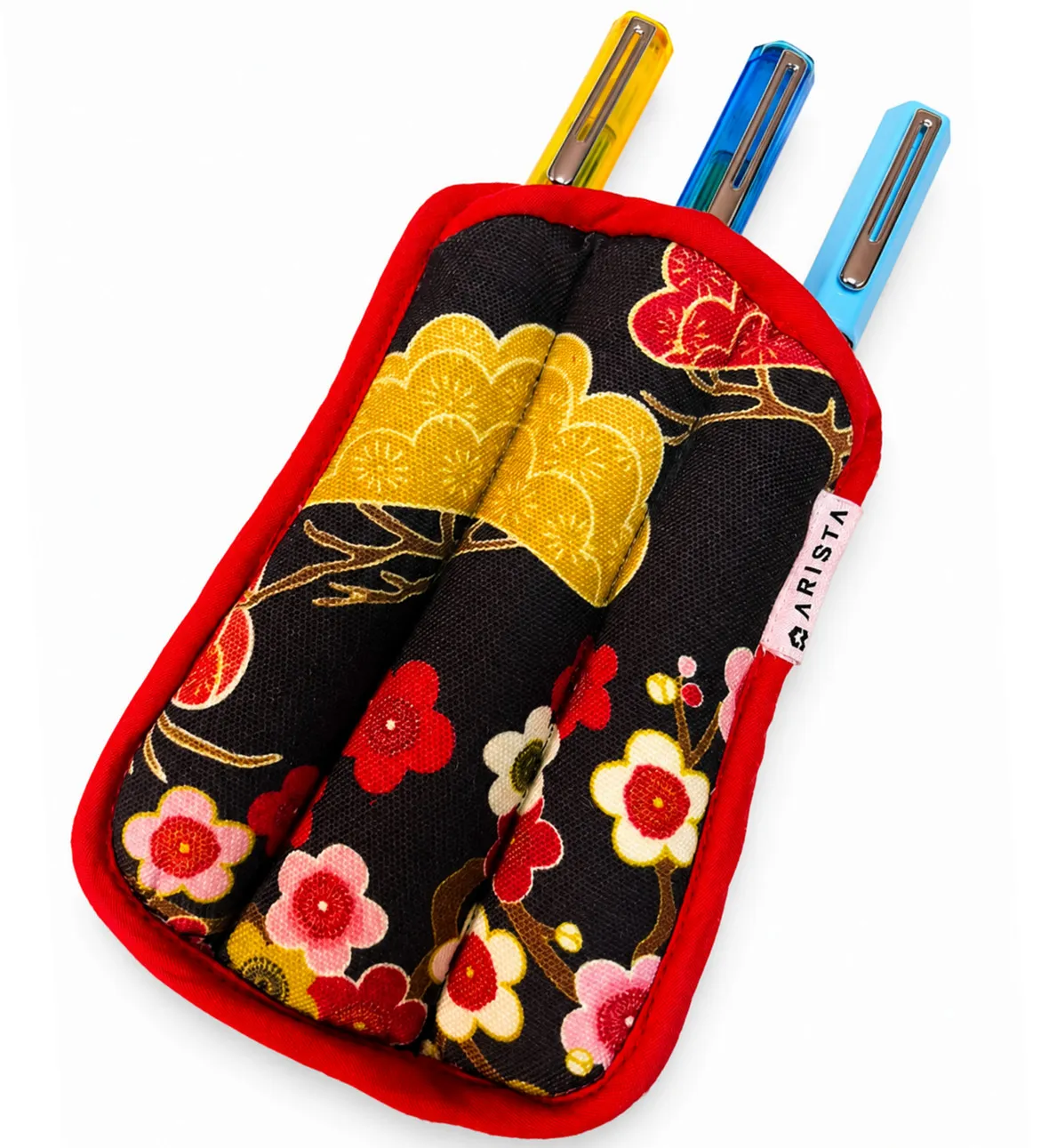 ARISTA FABRIC POUCH FOR 3 PEN CASE RED