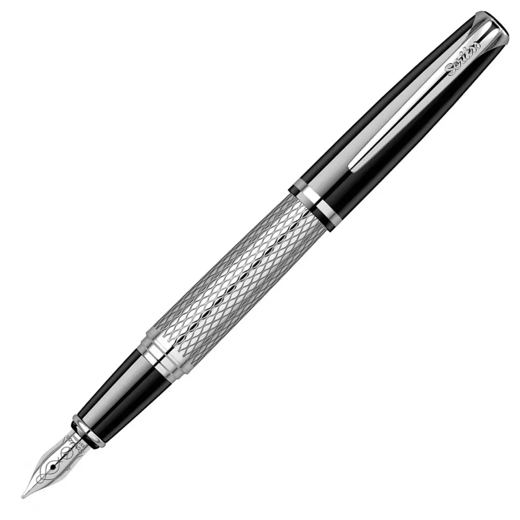 Scrikss Pera 477 Medium Nib Fountain Pen - Black Chrome