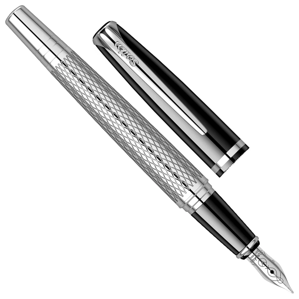 Scrikss Pera 477 Medium Nib Fountain Pen - Black Chrome
