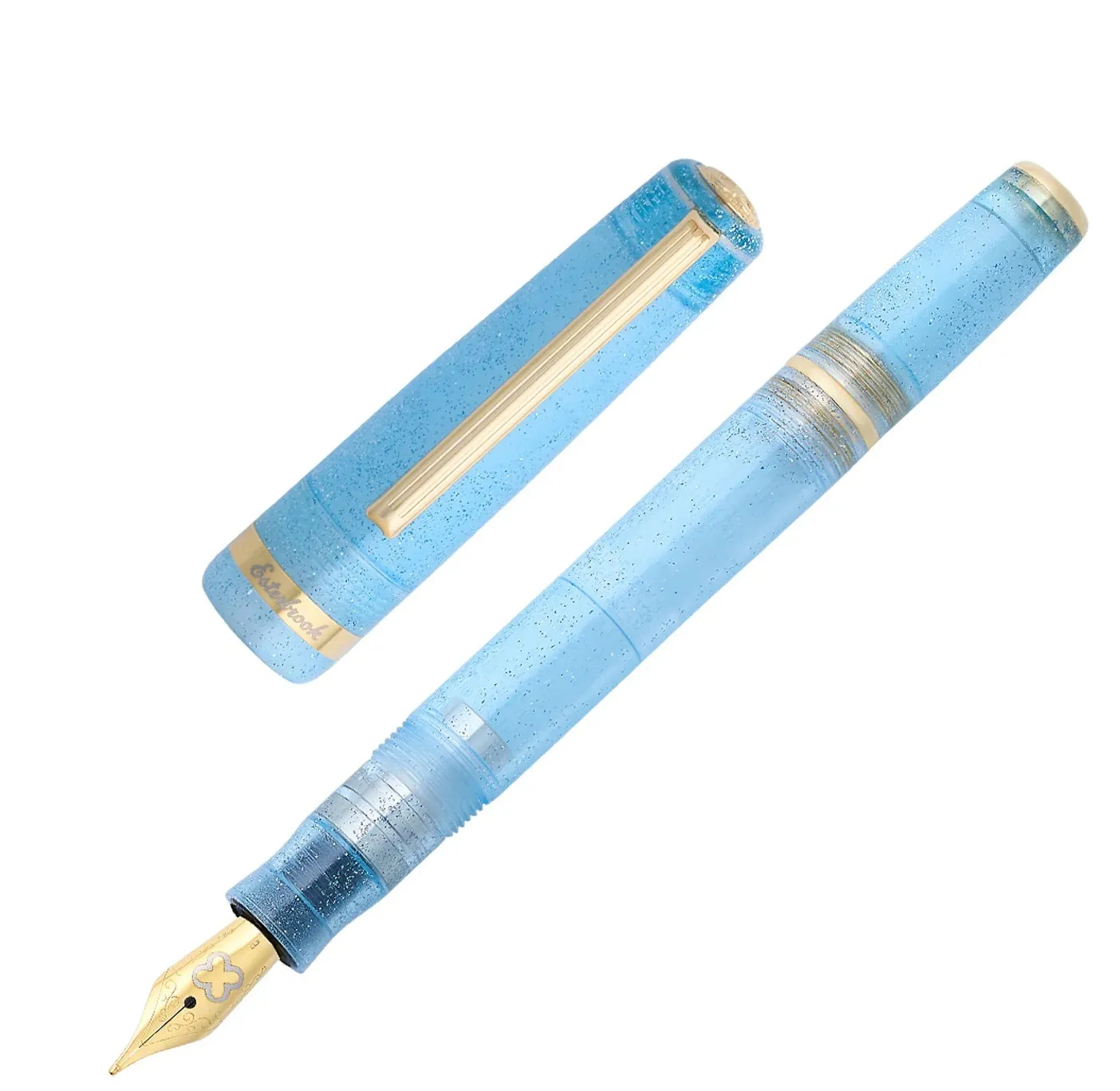 Esterbrook JR Pocket Fountain Pen - Twinkle Ice Blue GT (Limited Edition) Broad