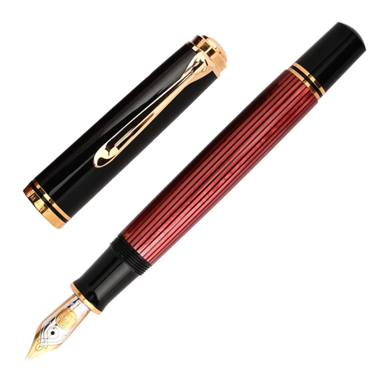 Pelikan M800 Fountain Pen - Black Red GT Broad