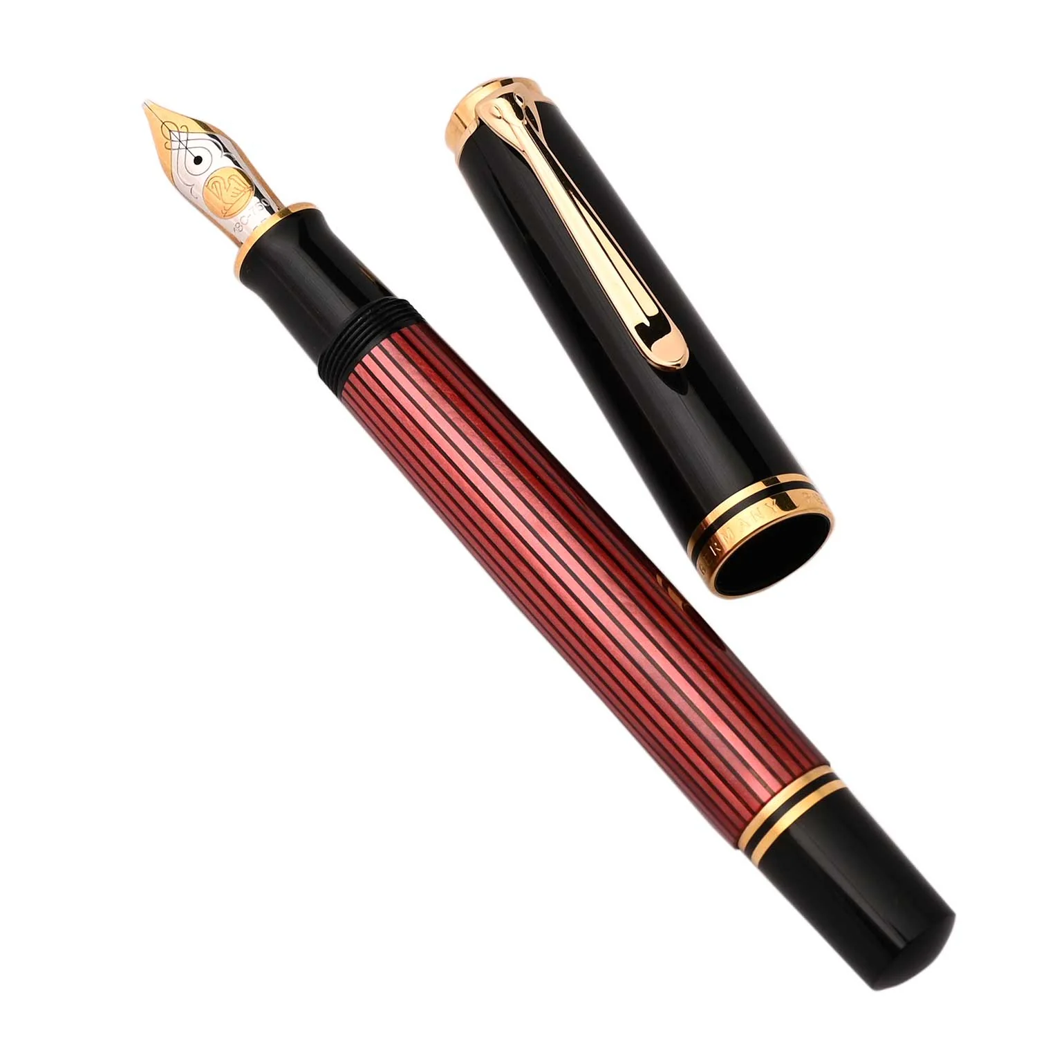 Pelikan M800 Fountain Pen - Black Red GT Broad