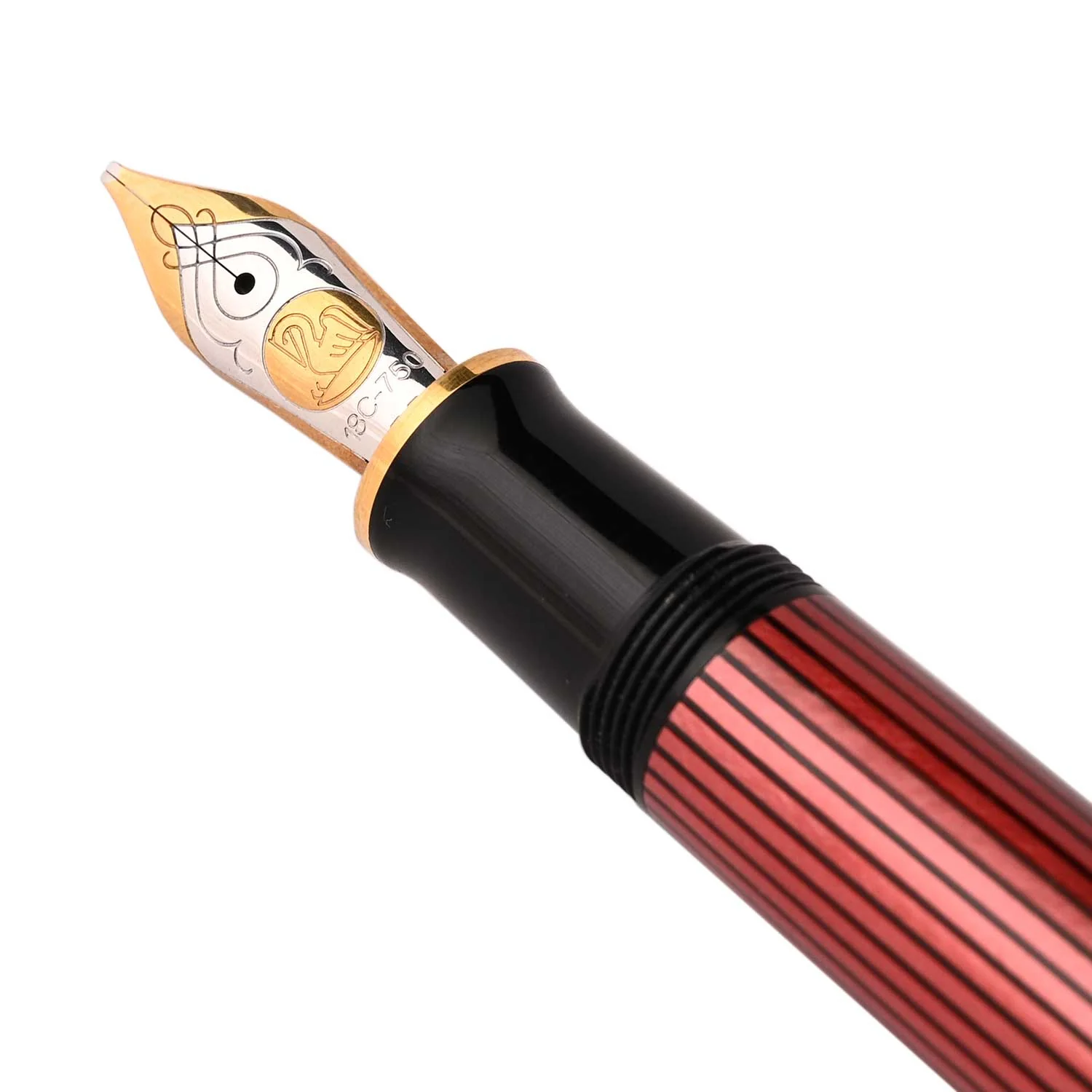 Pelikan M800 Fountain Pen - Black Red GT Broad