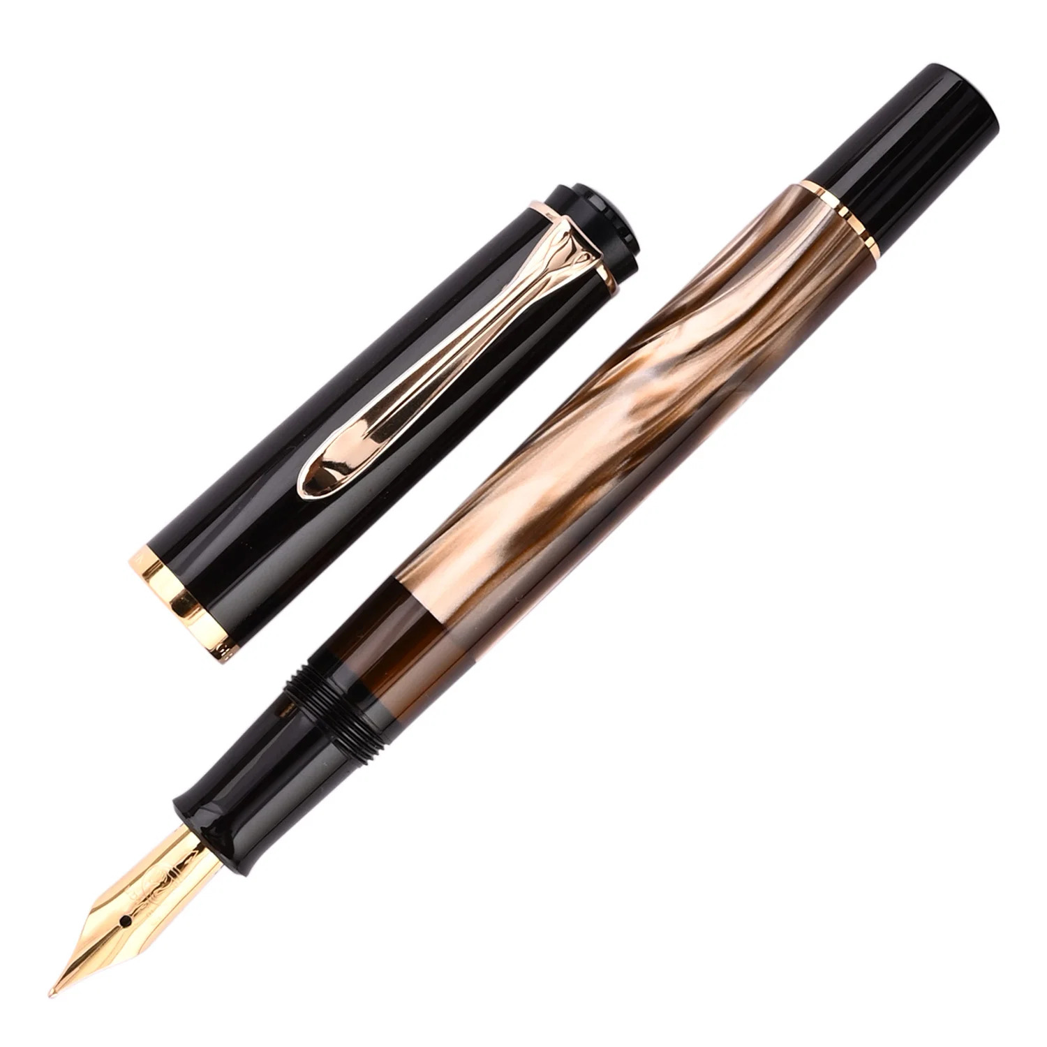 Pelikan M200 Fountain Pen - Brown Marbled GT Fine
