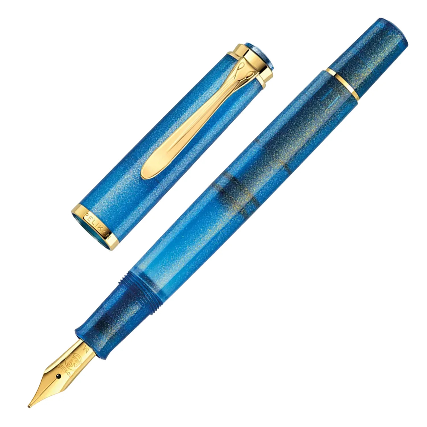 Pelikan M200 Fountain Pen - Golden Lapis GT Broad
