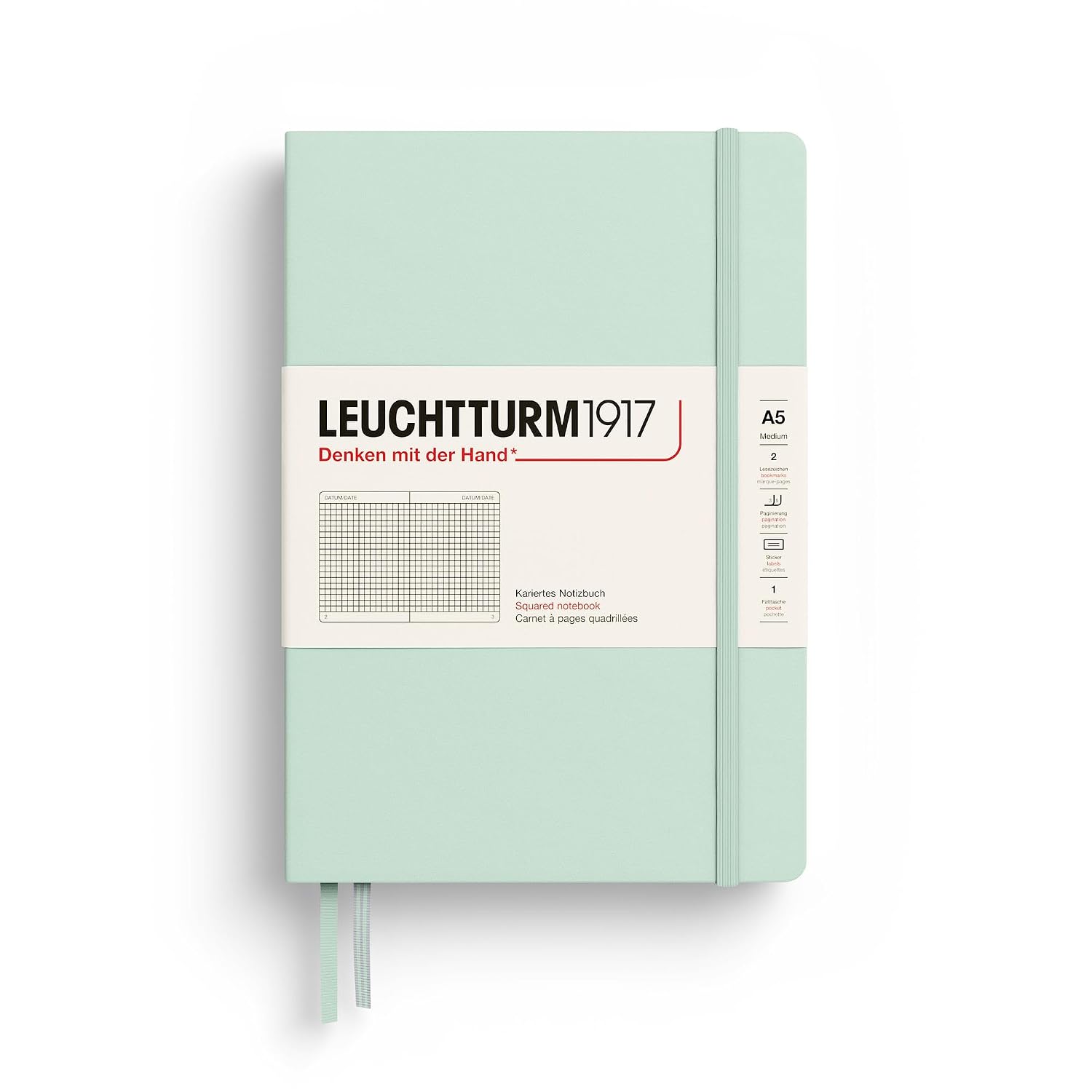 LEUCHTTURM1917 Medium A5 Ruled Hardcover Notebook Mint Green