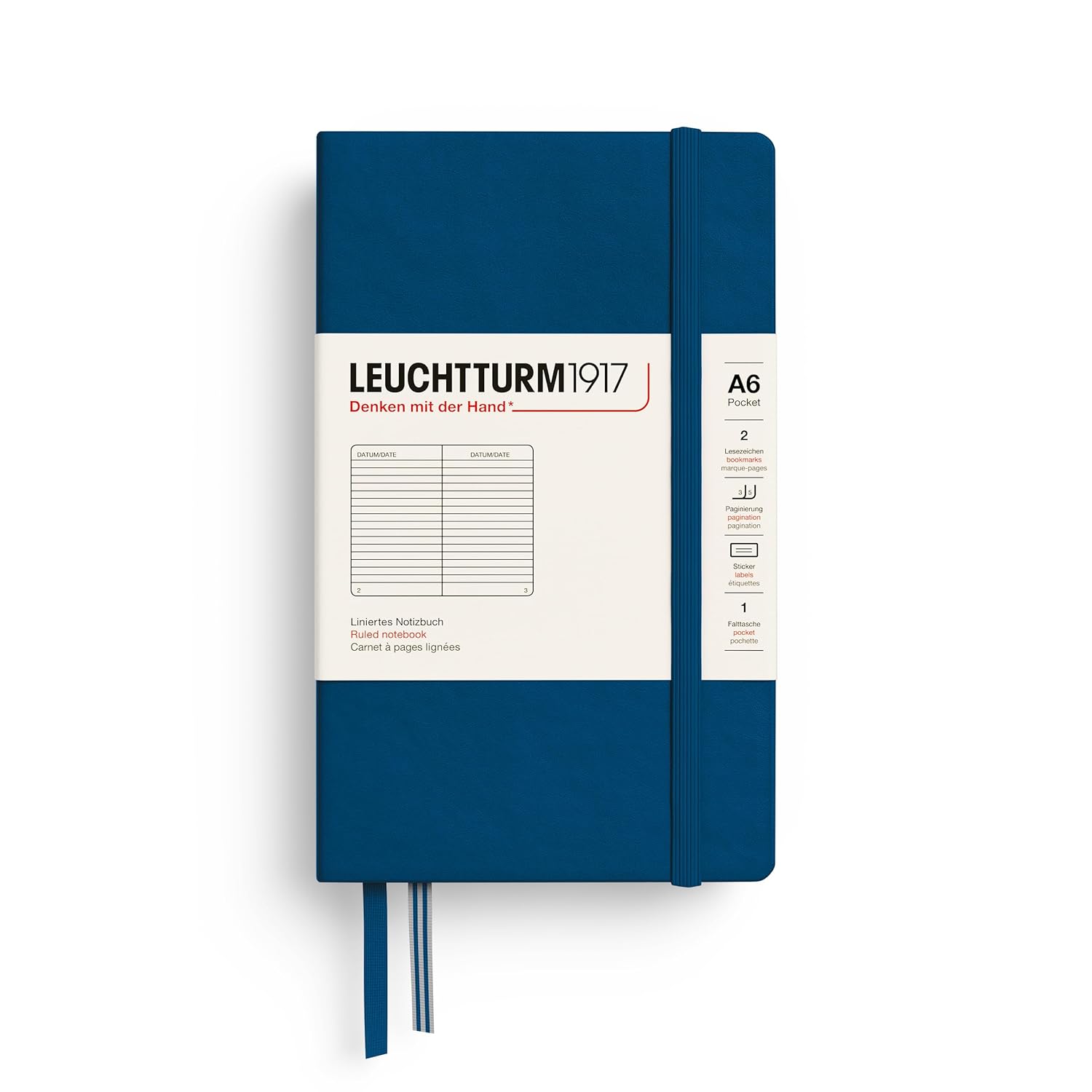 LEUCHTTURM1917 Pocket A6 Hardcover Notebook Indigo Ruled