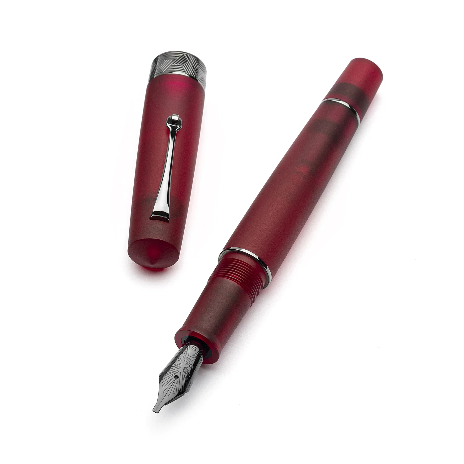Leonardo Pura No.8 Steel Nib Fountain Pen - Frosted Red RT   FINE