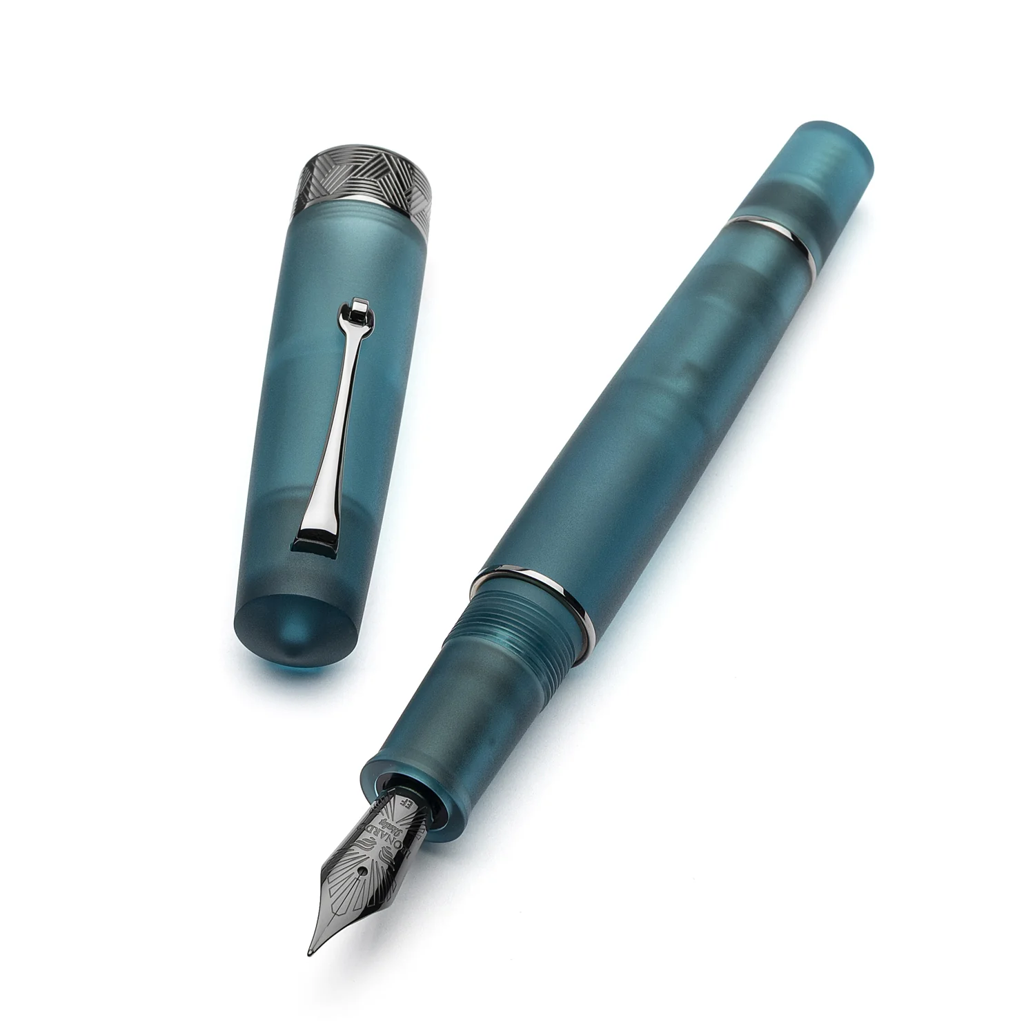 Leonardo Pura No.8 Steel Nib Fountain Pen - Frosted Petrol RT Broad