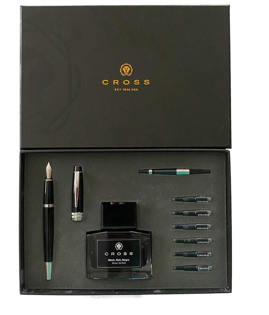 Cross Bailey Black Refillable Fountain Pen – Medium Point, Black Ink, Presented in a Premium Gift Box