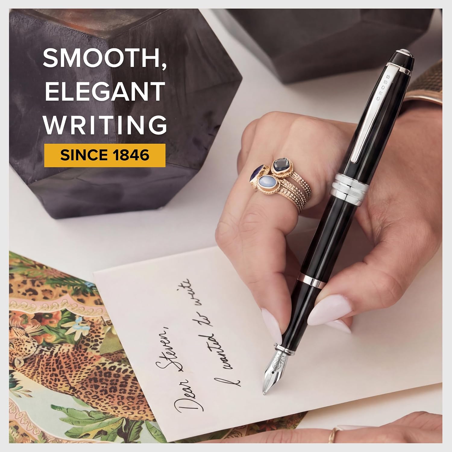 Cross Bailey Black Refillable Fountain Pen – Medium Point, Black Ink, Presented in a Premium Gift Box