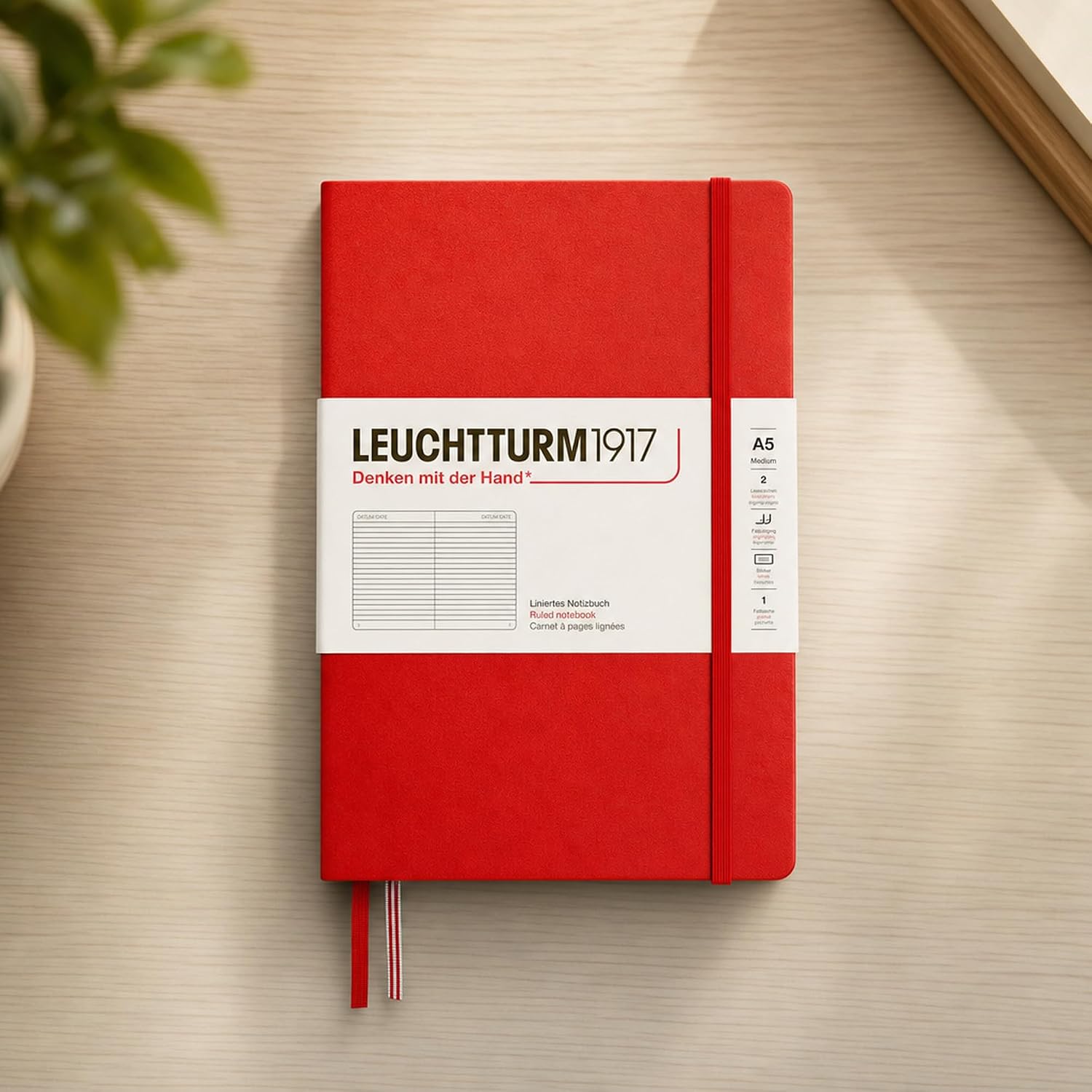 LEUCHTTURM1917 Medium A5 Ruled Hardcover Notebook Cherry
