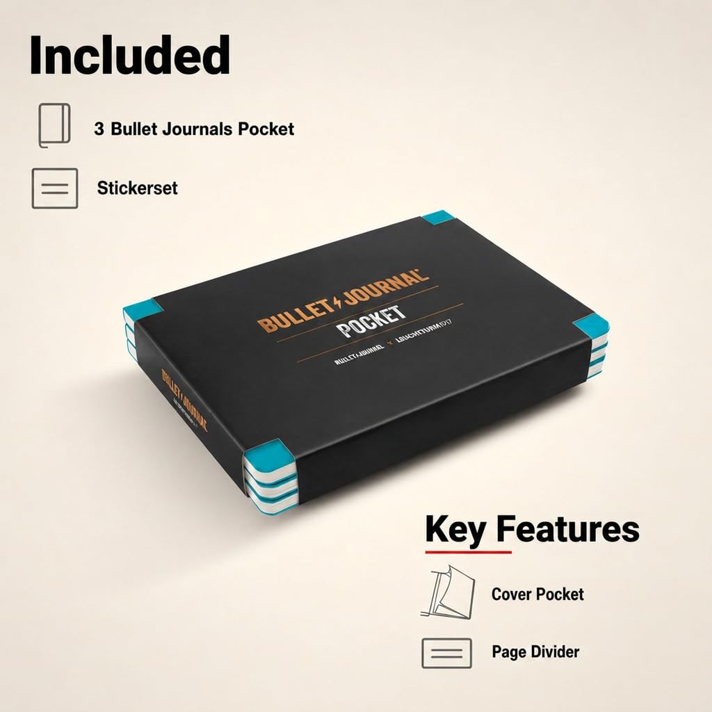 LEUCHTTURM1917 Bullet Journal Pocket 3-Pack Turquoise Dotted