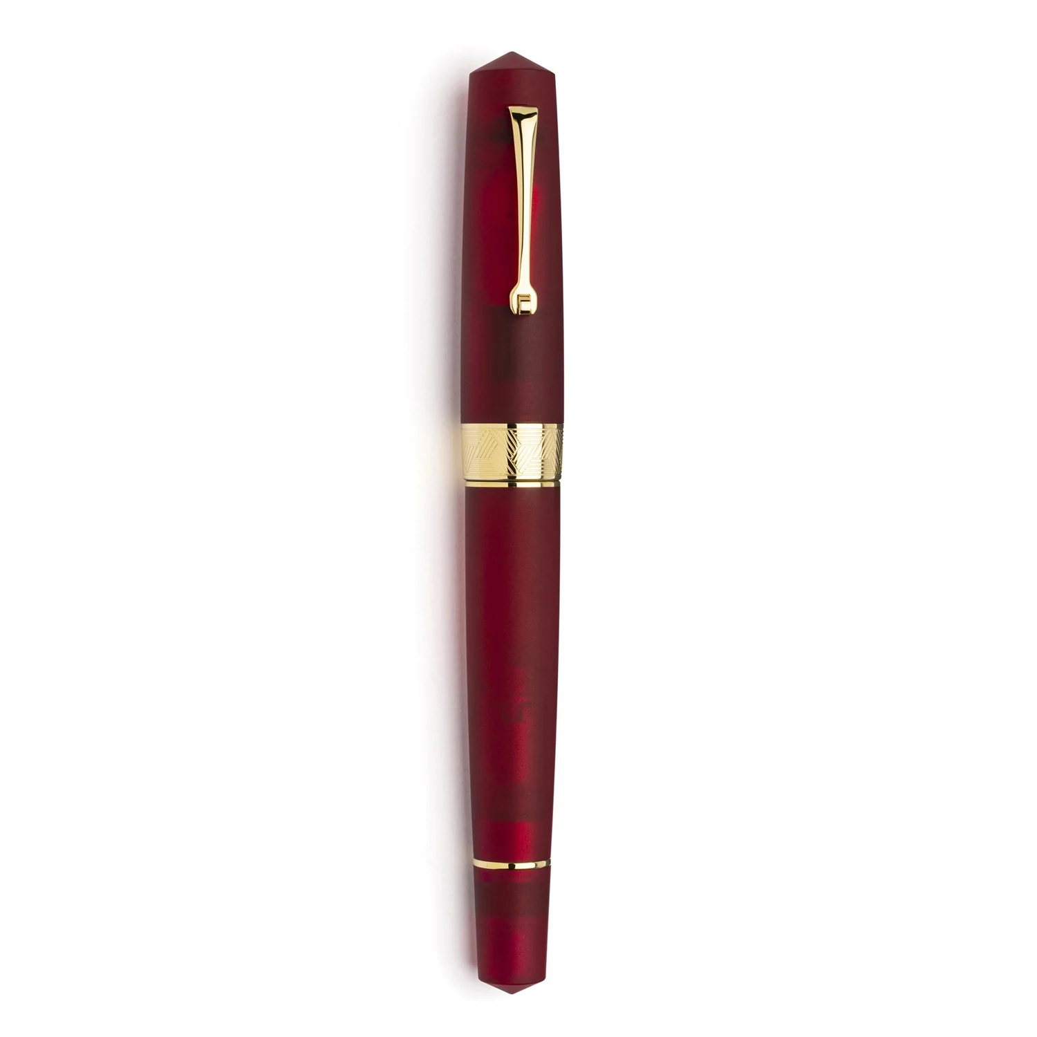 Leonardo Pura No.8 Steel Nib Fountain Pen - Frosted Red CT  Broad
