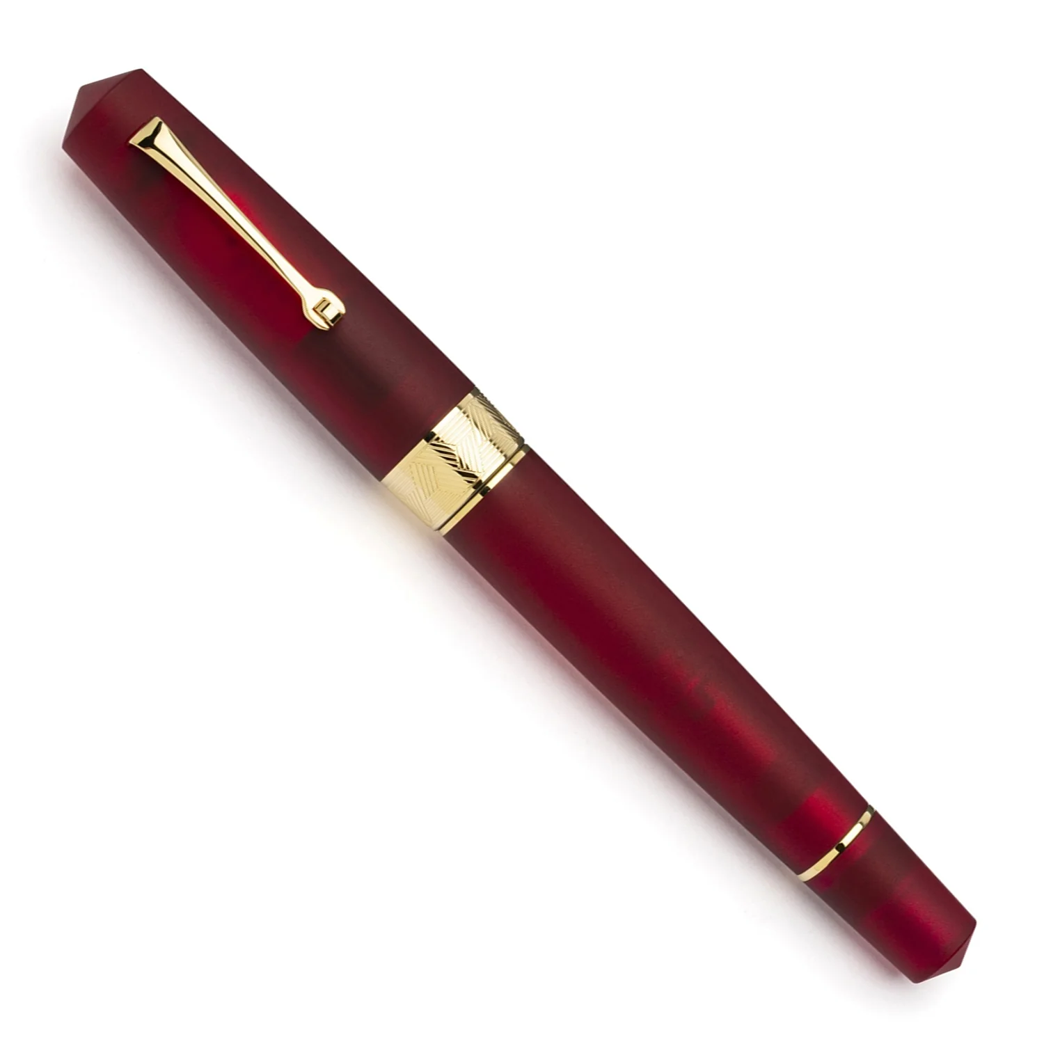 Leonardo Pura No.8 Steel Nib Fountain Pen - Frosted Red CT  Broad