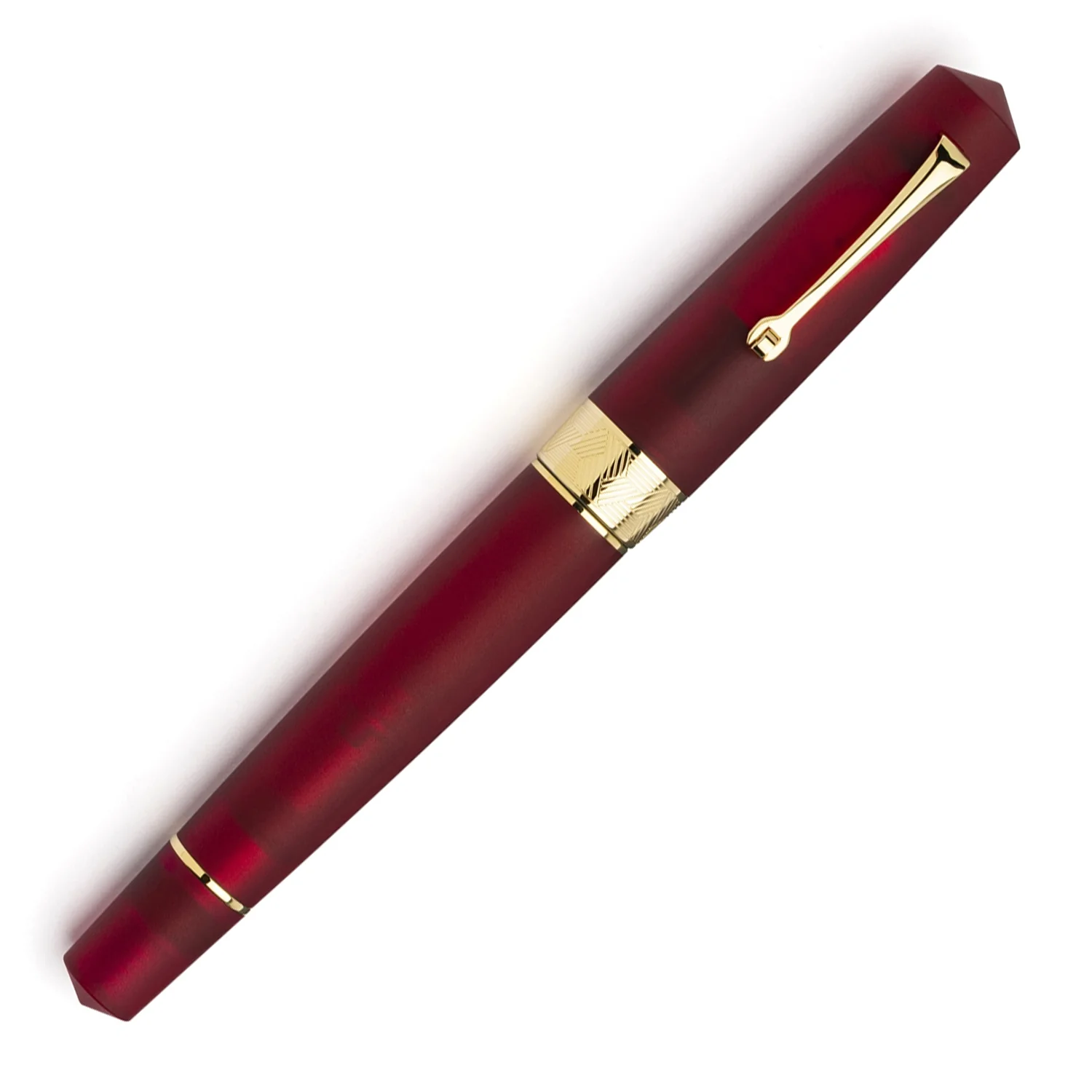 Leonardo Pura No.8 Steel Nib Fountain Pen - Frosted Red CT  Broad