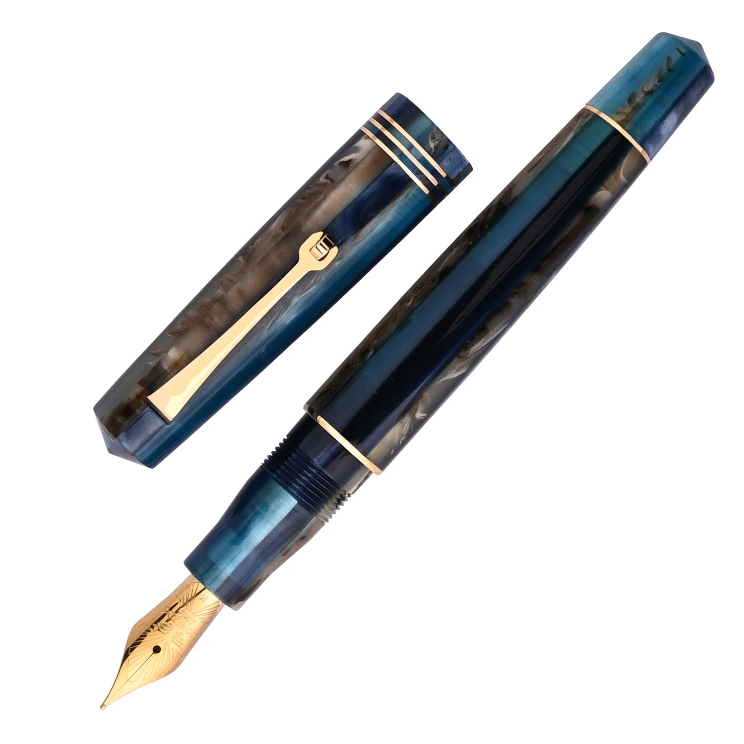 Leonardo Momento Zero Fountain Pen - Blue Hawaii GT Broad
